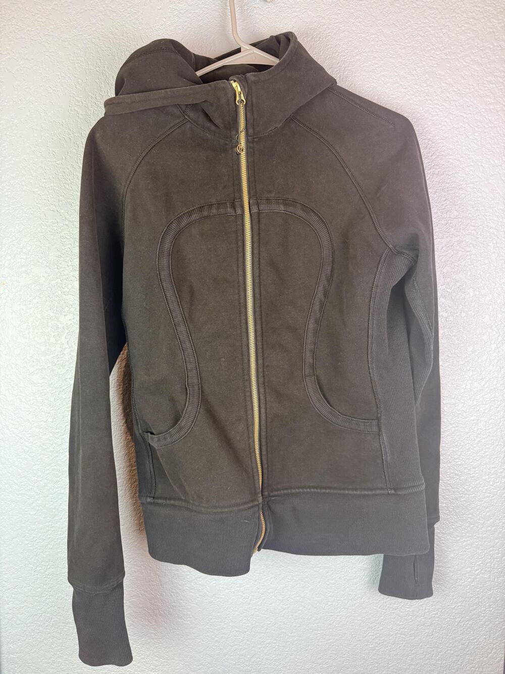 Lululemon Jacket Womens 10 Black Scuba Hoodie Full Zip Fleece Thumbholes Pockets